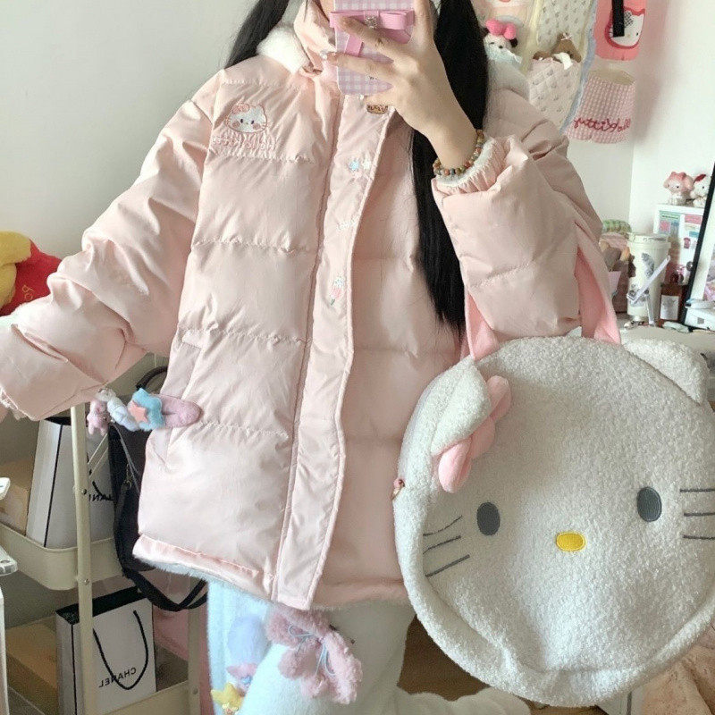 S3K可爱kt猫粉色加绒加厚双棉衣/棉服
