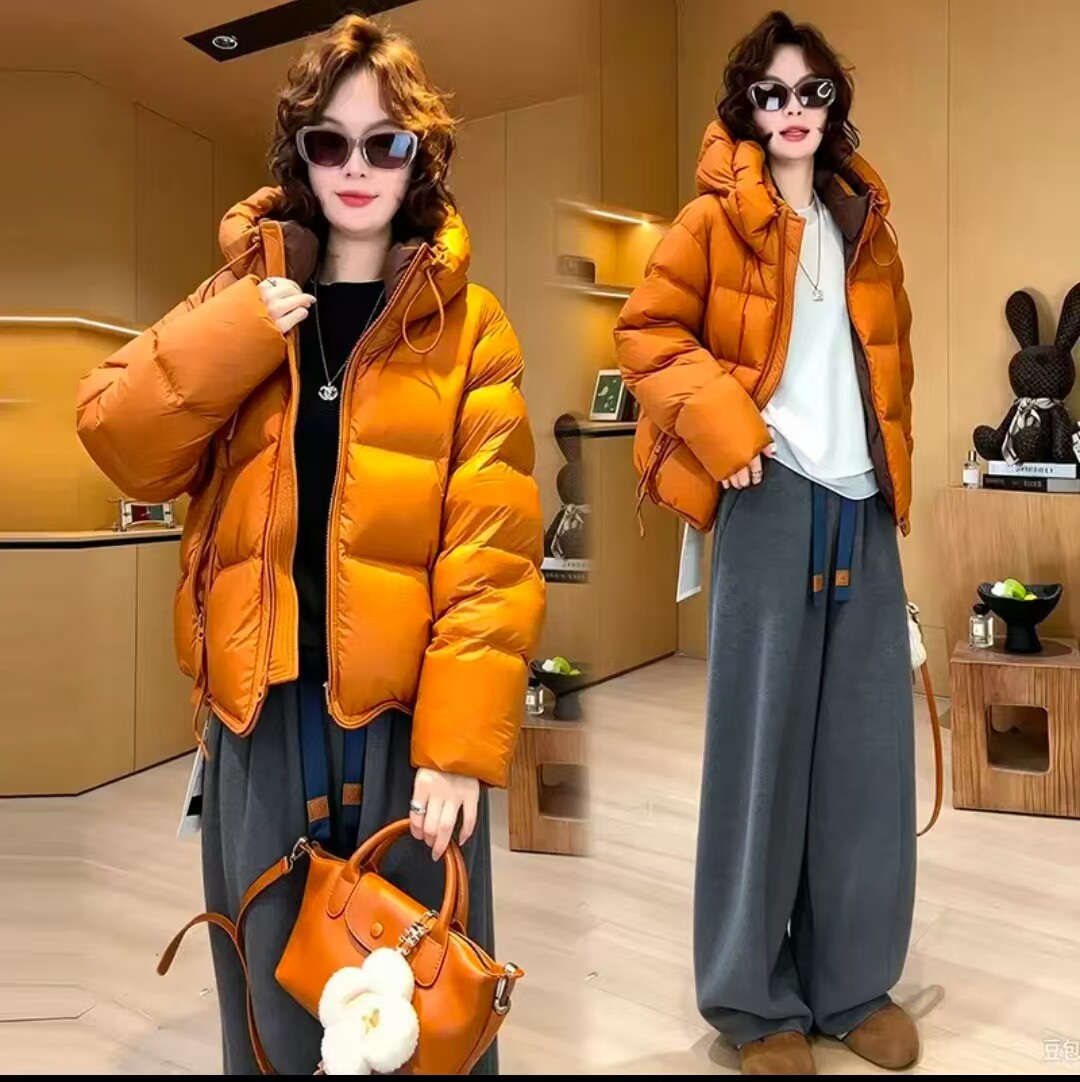 冬季女连帽加厚羽绒棉短外套