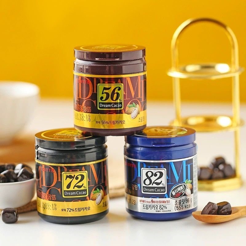 韩国进口乐天黑 巧克力豆lotte黑巧脆香米可可脂纯苦可可巧克力零