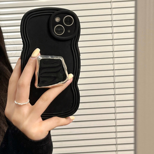 炭黑色波浪边适用K60红米k50至尊小米14/12/K30S手机壳note9潮10pro支架K40S/11/12Turbo/MIX4/8高级civi/K70