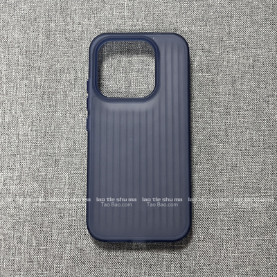 深蓝色瓦楞软边硬背板适用iPhone16小米17/18PRO MAX手机壳15/14PRO金属独立按键苹果13宝蓝色磨砂全包透明男