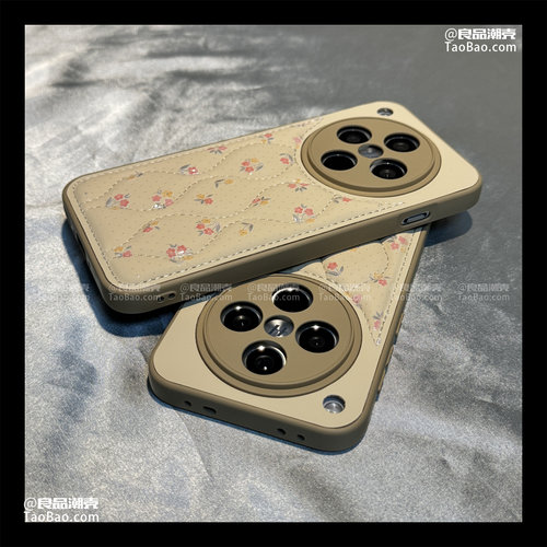 早春粉嫩花朵羽绒服卡其棕适用华为荣耀300/100手机壳200少女90GT清新Magic7/5魔术6/4PRO/80/X50新款X60/70