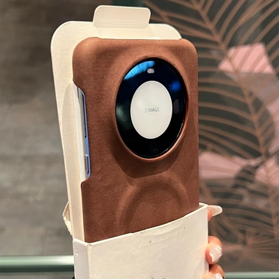 复古高级感羊巴皮半包肤感适用realme真我GT8磁吸手机壳GT8PRO深棕栗子咖色简约磨砂不包按键镜头大孔男防摔