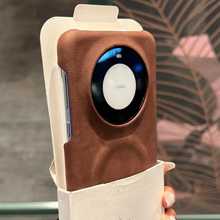 复古高级感羊巴皮半包肤感Find X9/X8S+适用OPPO Reno14磁吸手机壳15深棕栗子咖色5磨砂X7硬Ultra磨砂X6PRO男