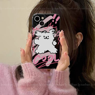 可爱卷毛狗狗X100S适用VIVO X200手机壳Y300/S16E/S16涂鸦X70pro+/x90硅胶X80/Y200i卡通S9情侣X60防摔Y77e女