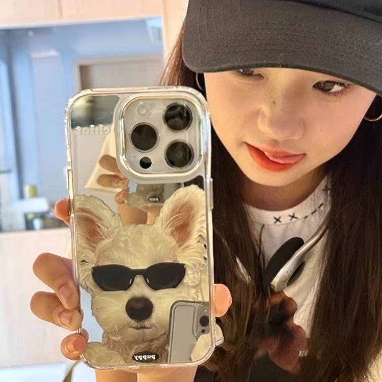 可爱卡通自拍小狗Y37适用VIVO X200PRO MiNi/X100ultra手机壳X90/S18全包S17/S16E女X80PRO/Y78补妆Y38镜面36