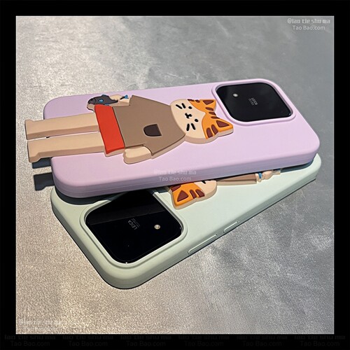 可爱抓鱼猫咪立体支架S60适用VIVO S50/S30pro手机壳Mini/X90PRO+软糯液态硅胶S20防摔S19大孔S18新款V70情侣