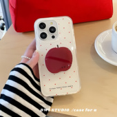 X8适用OPPO 6手机壳10PRO文艺5 7小众A3i 5女款 K12 Reno15 大孔日韩ins风波点红苹果支架Find