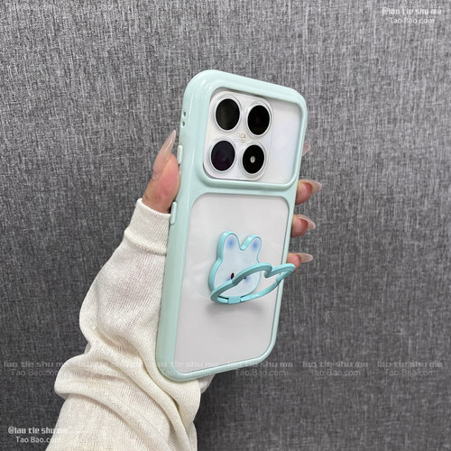 ins绿色旋转兔子支架findX9适用OPPO Reno16/15C/14PRO手机壳13/12/11透明亚克力A2/3/1指环扣11/A6K/10/9/8