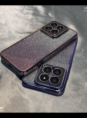 轻奢闪粉电镀边框适用K80小米17/15/14手机壳红米k50/K40s/note13全包K70/K60至尊版12pro+潮TURBO3/4女CIVI5