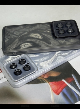 小众透明黑色羽纱适用红米K70小米14/13手机壳11至尊版10镜头膜turbo3全包NOTE12/13T亮面9/K60pro/K50/K40S