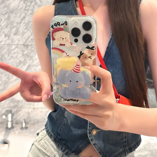 ins少女大象支架适用magic6华为荣耀100/90/50手机壳70/60se全包V30/9X/X40GT夏日80畅玩40防摔20i/X10/5/4/3