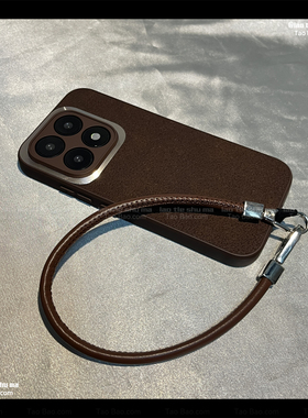 手提短绳简约小众秋冬五金圈皮纹FIND X9/X8s+适用OPPO Reno13/12手机壳X7Ultra全包11腕带8pro深棕11女9PRO