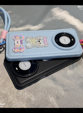 ins秋冬皮纹奶蓝色眼镜狗带挂绳Y300GT适用VIVO Y500PRO/Y200GT手机壳V30/V29女Y52S磨砂Y33T/Y37/Y36新款Y35