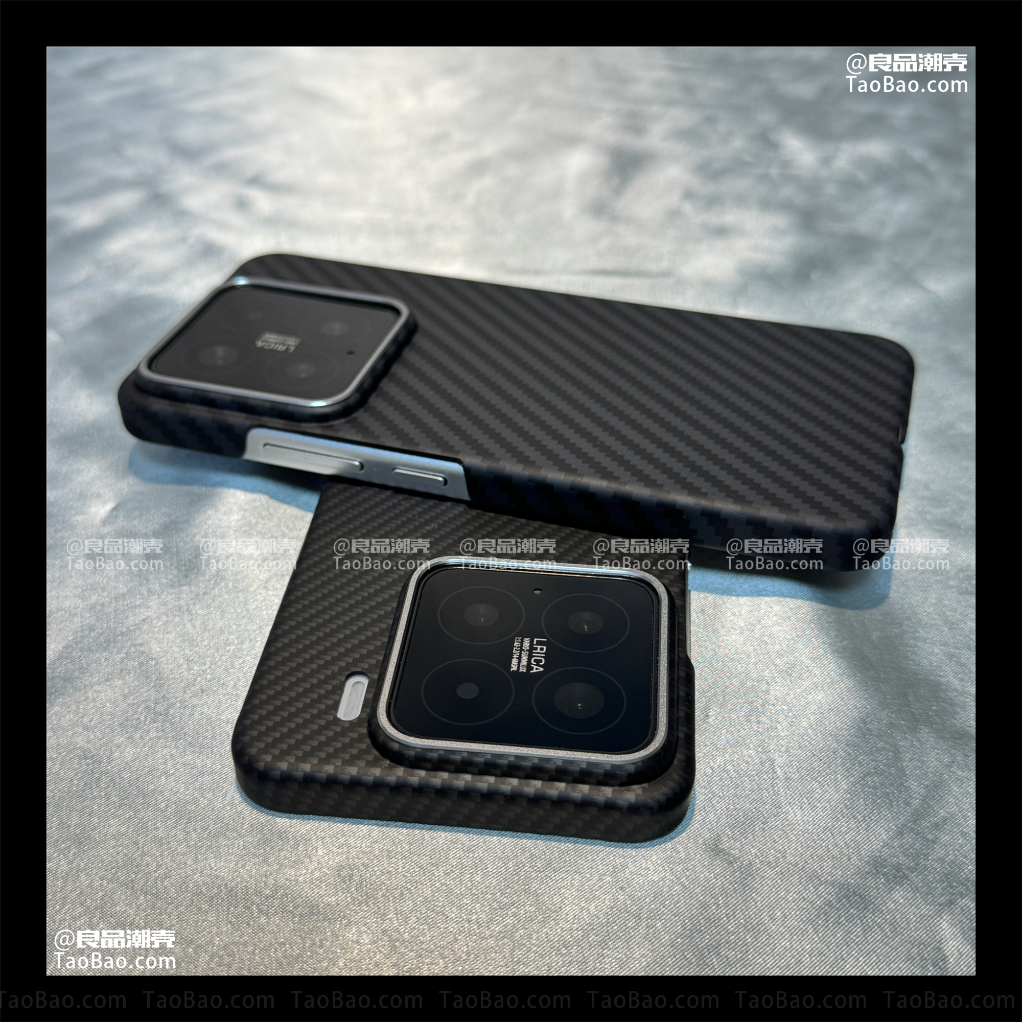 适用小米17PRO MAX/15手机壳14凯夫拉纹理14Ultra大孔金属圈不包按键半包硬壳碳纤维纹磁吸超薄如纸潮男新款