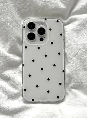 ins极简亮白底黑色波点适用三星S25/S24+手机壳S23Ultra/A56简约22FE/s21/A51气质A52/A53/A54/A55/A22/S20FE