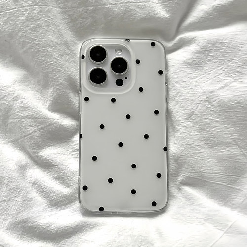 ins极简亮白底黑色波点适用三星S25/S24+手机壳S23Ultra/A56简约22FE/s21/A51气质A52/A53/A54/A55/A22/S20FE