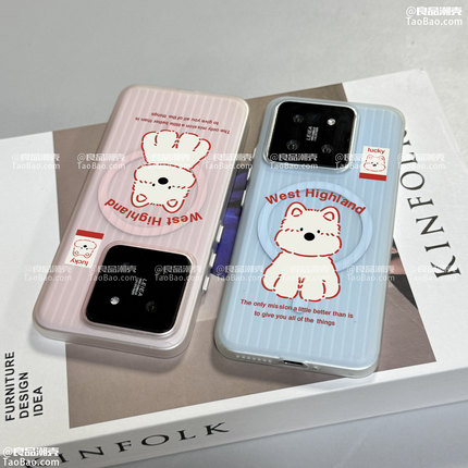 内置磁吸充电西高地小狗Reno14/13适用OPPO Find X8s+/X7ultra手机壳X6PRO情侣防摔卡通可爱高级感小众男女款