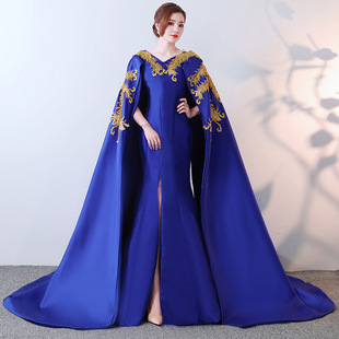 HOT中国风实拍新款拖尾晚礼服年会演出比赛模特走秀主持T台双十二