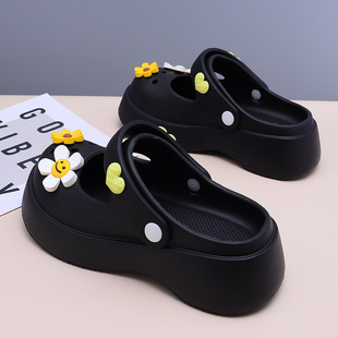 玛丽珍洞洞鞋女款外穿凉鞋夏款2026新款防滑包头厚底太阳花凉拖鞋
