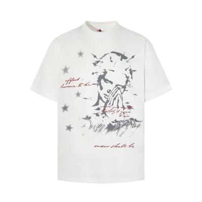 美式复古160G竹节棉印花短袖T恤