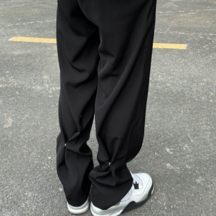 宽松裤 走秀款 脚纽扣式 男超A炸街黑色裤 欧美风帅设计感小众小西裤