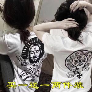 精神社会女夏季快手网红同款半袖T恤女学生韩版宽松短袖法老上衣