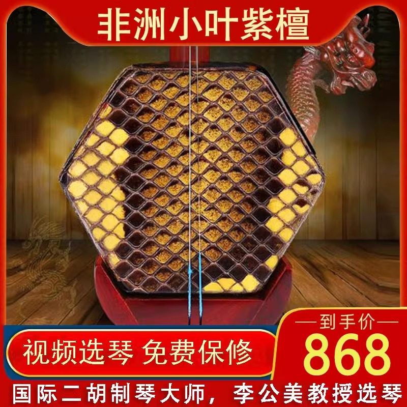 小叶紫檀二胡乐器正品入门大音量品牌专业民族乐器琴盒厂家直销