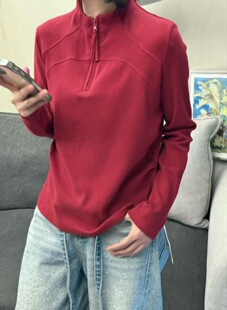2026春款 卫衣上衣女纯色百搭纯色拉链 著补8809宽松休闲立领长袖