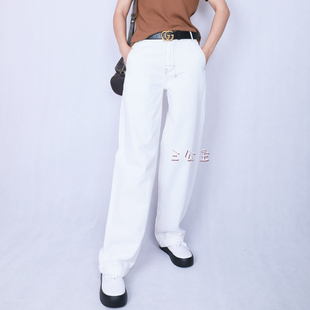 三公主A1627牛仔裤夏薄款棉阔腿宽松卷边长裤阔腿裤休闲裤高腰