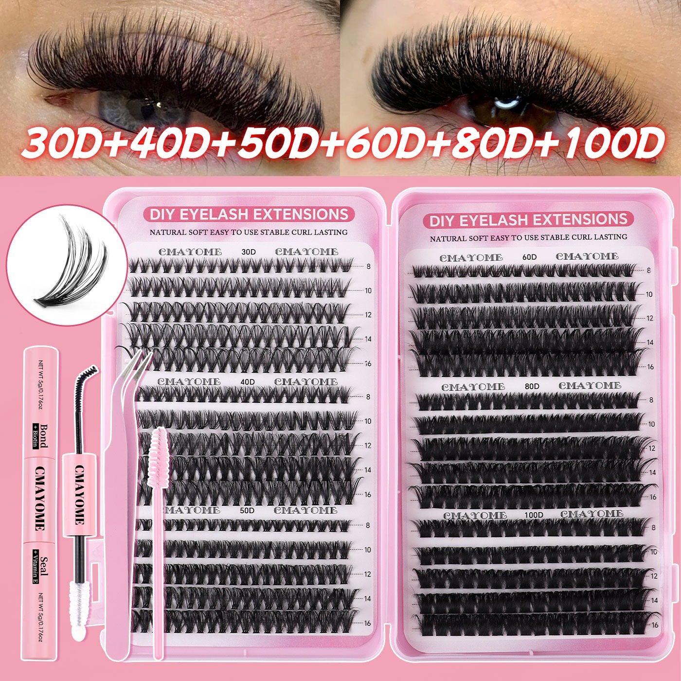 DIY single cluster thick segmented 30D-100D false eyelashes
