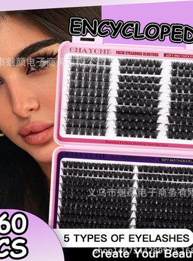 460 clusters segmented mixed false eyelashes D curve假睫毛