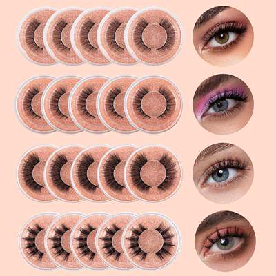 20 boxes of thick one-piece false eyelashes in a gift box