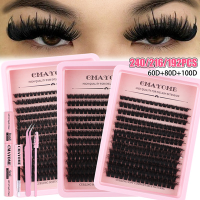 DIY extension set with 240 clusters of 100D false eyelashes
