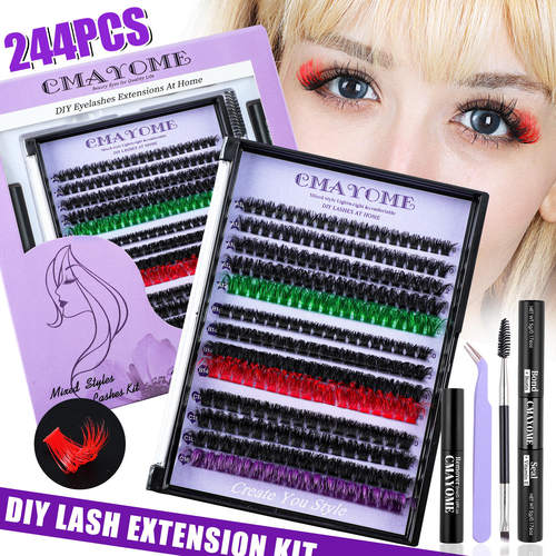 False eyelash extension set 8-16mm with adhesive tool set