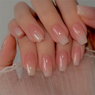 24pcs/set short fake nails for women girls gradient nude pin