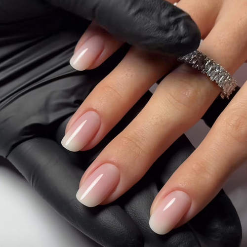 24pcs/set short fake nails for women girls gradient nude pin