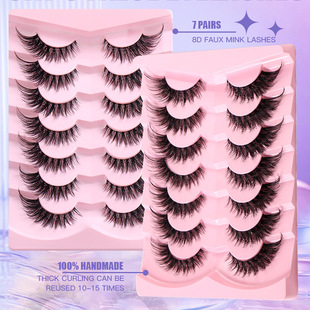 Transparent meme, fox eye false eyelashes set of 7 pairs睫毛