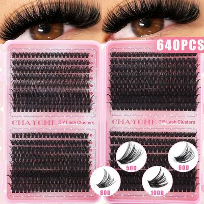640 clusters DIY segmented 100D thick false eyelashes假睫毛