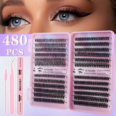 480 clusters of fake eyelash adhesive, thick D-curve假睫毛
