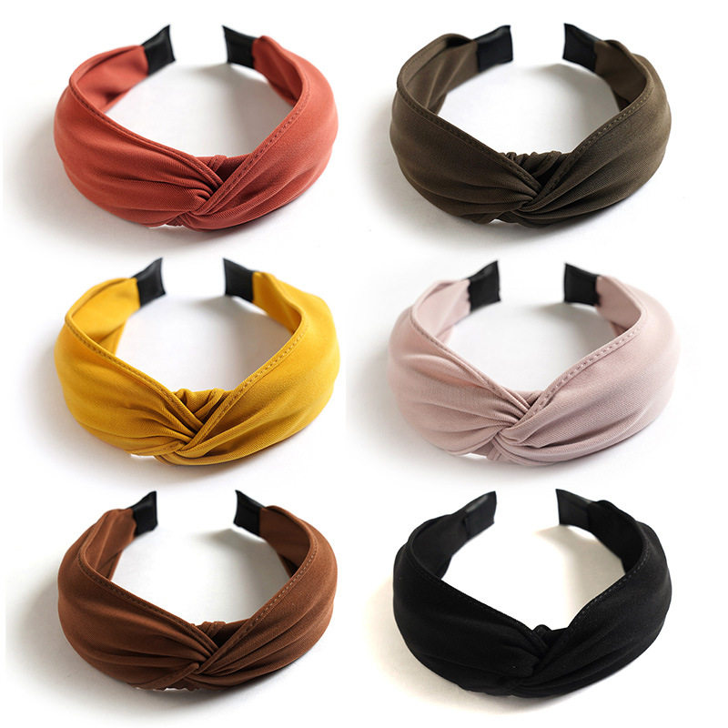 Wide edge headband发饰纯色交叉打结宽边发箍双层包边头箍女