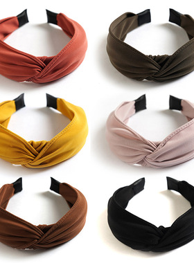 Wide edge headband发饰纯色交叉打结宽边发箍双层包边头箍女