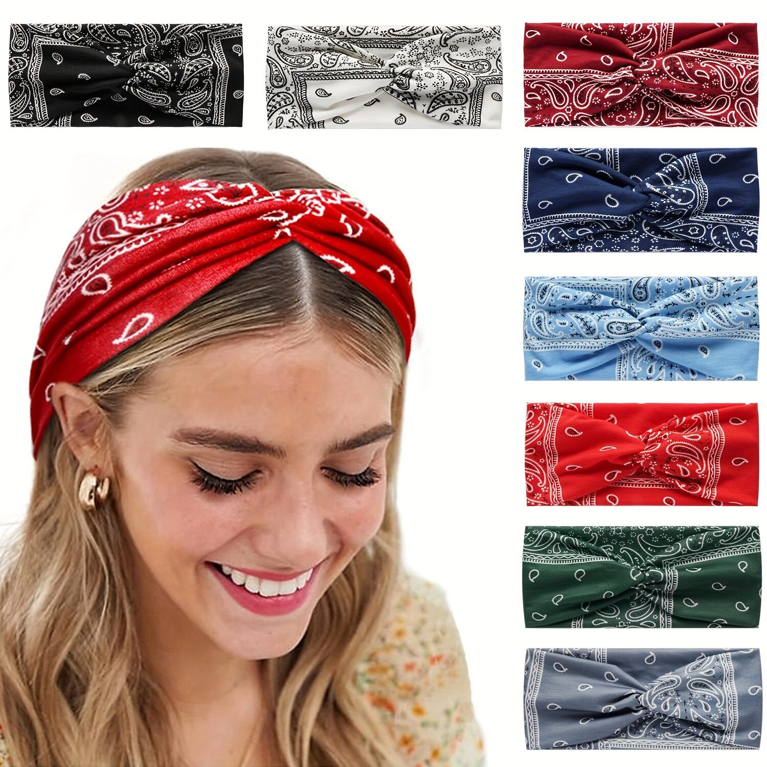 Paisley pattern headband cross sport elastic scarf发带交叉图片