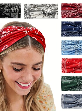 Paisley pattern headband cross sport elastic scarf发带交叉