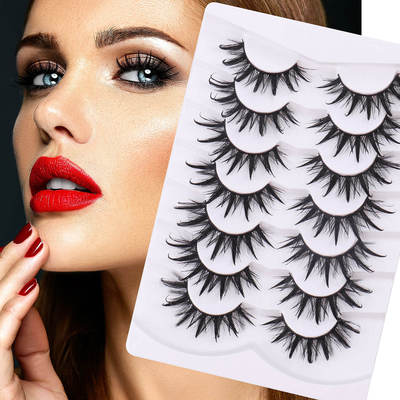 7 pairs of fake eyelashes with thick and exaggerated curls