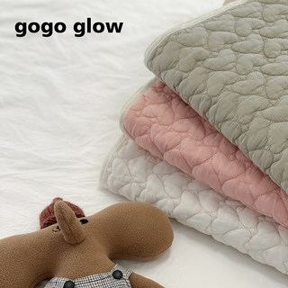 gogo glow绗缝纯棉婴儿爱心床单透气吸汗新生儿床盖可洗床褥垫