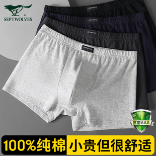 衩抑菌100%全棉抗菌短褲 七匹狼男士 男生純棉四角褲 頭男款 內(nèi)褲