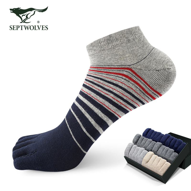 七匹狼袜子男士棉袜夏季舒适透气五指袜分趾袜短袜休闲运动船袜