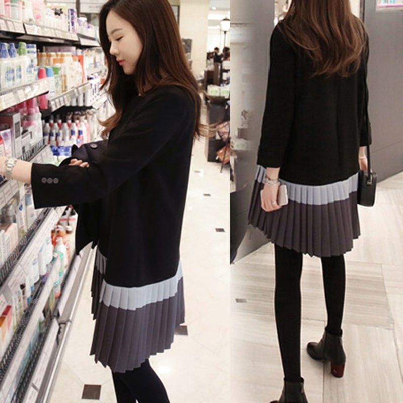 孕妇秋装连衣裙2021秋季新款时尚潮妈外出连衣裙韩版宽松孕妇裙子