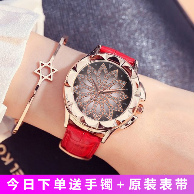 2018新款时来运转女士手表时尚潮流简约镶钻石英表女学生韩版女表